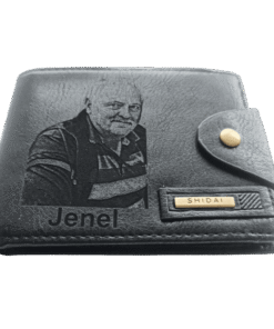 Portofel Personalizat cu nume penb, barbati, piele , cu capsa, negru