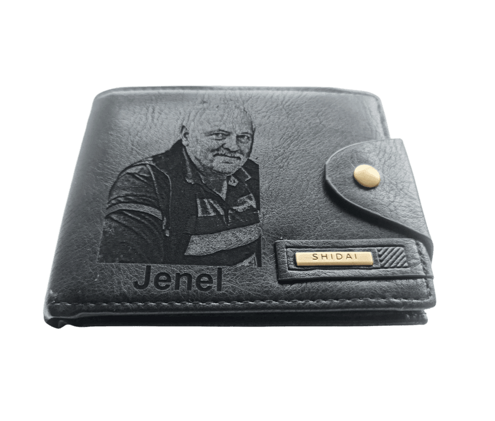 Portofel Personalizat cu nume penb, barbati, piele , cu capsa, negru