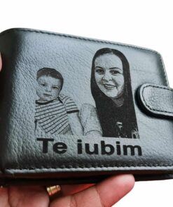 Portofel Personalizat cu poza 23, barbati, piele naturala , negru