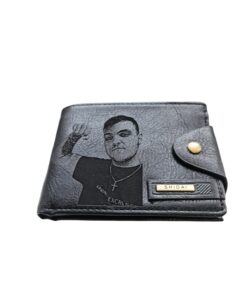 Portofel Personalizat cu poza e12, barbati, piele, cu capsa, negru