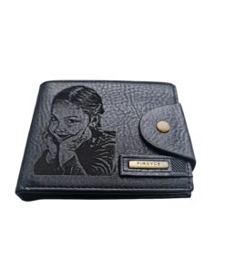 Portofel Personalizat cu poza e13, barbati, piele, cu capsa, negru