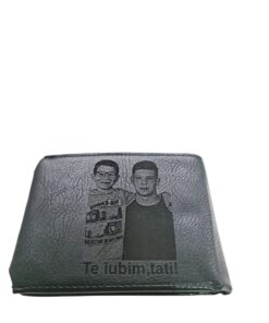 Portofel Personalizat cu poza e16, barbati, piele, cu capsa, negru