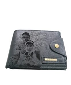 Portofel Personalizat cu poza e17, barbati, piele, cu capsa, negru