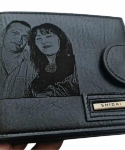 Portofel Personalizat cu poza e19, barbati, piele, cu capsa, negru