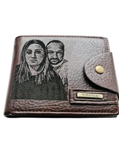 Portofel Personalizat cu poza e20, barbati, piele, cu capsa, maro