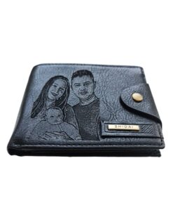 Portofel Personalizat cu poza e22, barbati, piele, cu capsa, negru