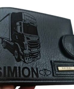 Portofel Personalizat cu poza e22, barbati, piele, cu capsa, negru