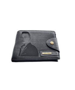 Portofel Personalizat cu poza e26, barbati, piele, cu capsa, negru