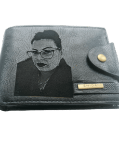 Portofel Personalizat cu poza e27, barbati, piele, cu capsa, negru