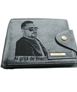 Portofel Personalizat cu poza e28, barbati, piele, cu capsa, negru