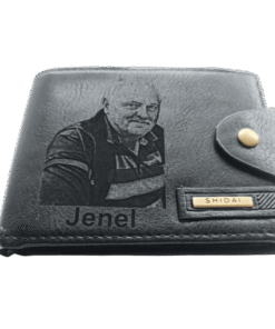 Portofel Personalizat cu poza e29, barbati, piele, cu capsa, negru