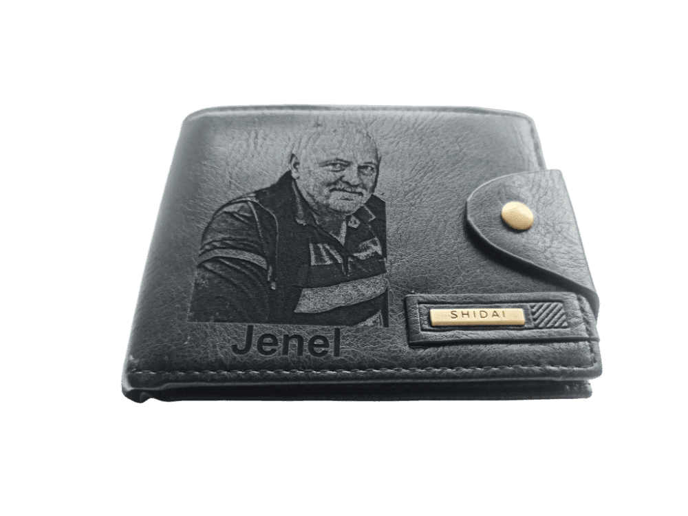 Portofel Personalizat cu poza e29, barbati, piele, cu capsa, negru