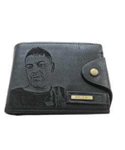 Portofel Personalizat cu poza e34, barbati, piele, cu capsa, negru