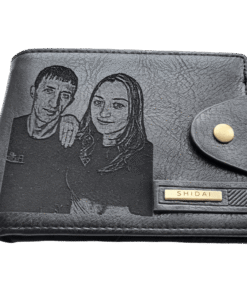 Portofel Personalizat cu poza e38, barbati, piele, cu capsa, negru