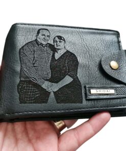 Portofel Personalizat cu poza e42, barbati, piele, cu capsa, negru