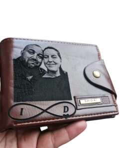 Portofel Personalizat cu poza e44, barbati, piele , cu capsa, maro
