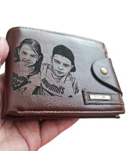 Portofel Personalizat cu poza e46, barbati, piele , cu capsa, maro