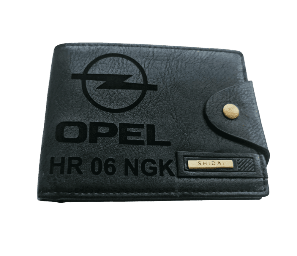 Portofel Personalizat numar auto 8, barbati, piele , cu capsa, negru