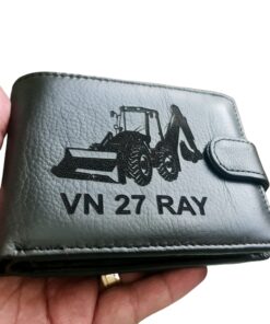 Portofel Personalizat numar auto 9, barbati, piele naturala , cu capsa, negru