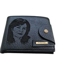 Portofel Personalizat cu poza e1, barbati, piele , cu capsa, negru