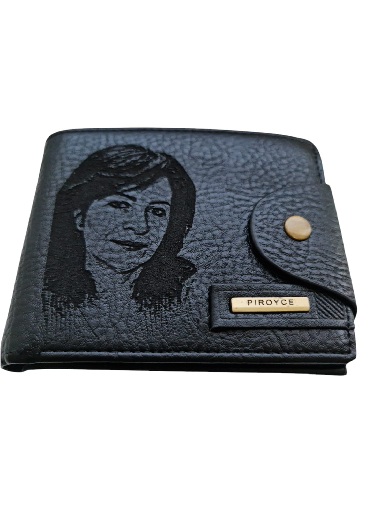 Portofel Personalizat cu poza e1, barbati, piele , cu capsa, negru