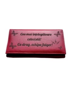 Portofel Personalizat 'Echipa fulger' , dama, piele naturala, rosu