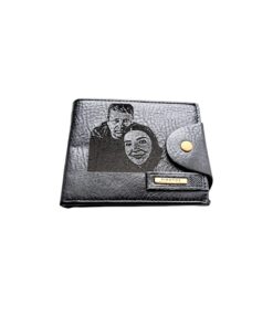 Portofel Personalizat cu poza e6, barbati, piele , cu capsa, negru