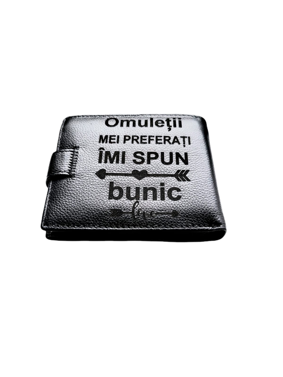 Portofel Personalizat 'Imi spun bunic', barbati, piele naturala , negru