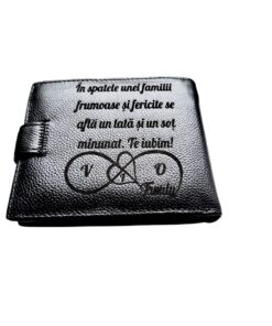 Portofel Personalizat 'Sot minunat', barbati, piele naturala , negru