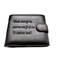 Portofel Personalizat 'Te iubesc pnmb', barbati, piele naturala , maro