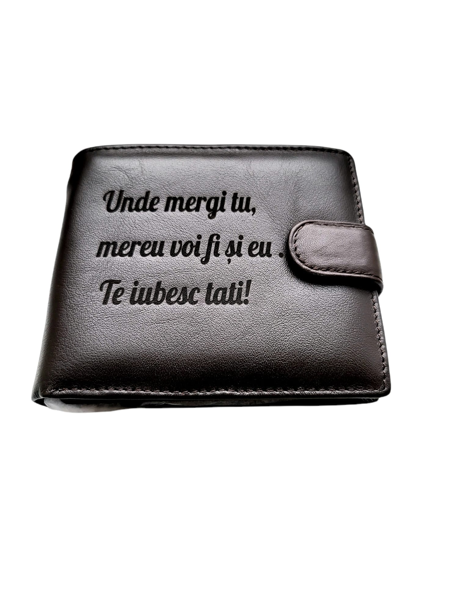 Portofel Personalizat 'Te iubesc pnmb', barbati, piele naturala , maro