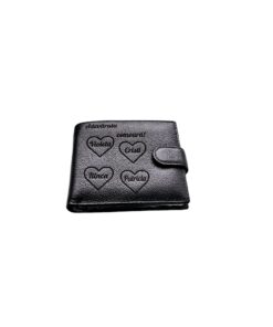 Portofel Personalizat cu poza 8, barbati, piele naturala , negru