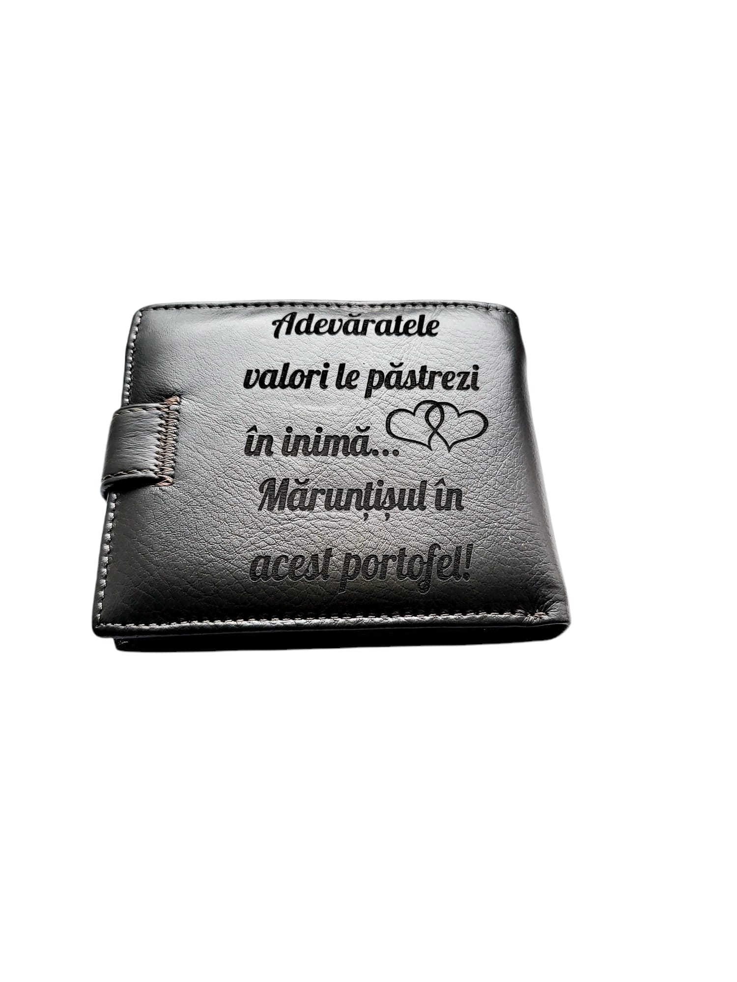 Portofel Personalizat 'Adevaratele valori', barbati, piele naturala , maro
