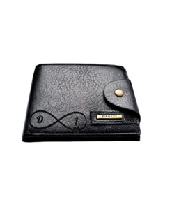 Portofel Personalizat initiale penb, barbati, piele , cu capsa, negru