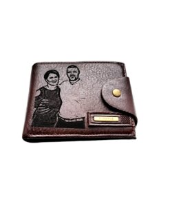 Portofel Personalizat cu poza e9, barbati, piele , cu capsa, maro