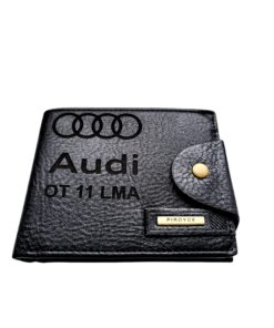 Portofel Personalizat numar auto 5, barbati, piele , cu capsa, negru