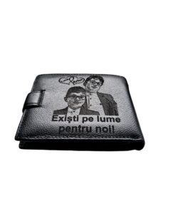 Portofel Personalizat 'Existi pentru noi', barbati, piele naturala , negru
