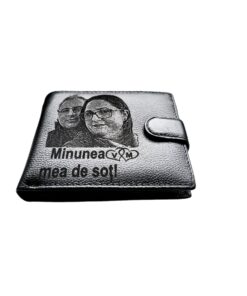 Portofel Personalizat 'Minunea mea', barbati, piele naturala , negru