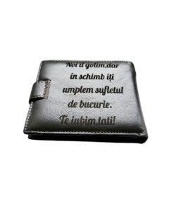 Portofel Personalizat 'Noi il golim pnmb', barbati, piele naturala , maro