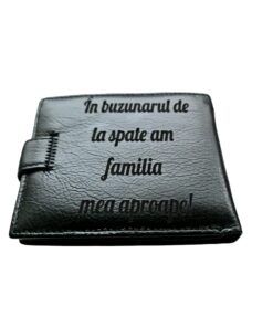Portofel Personalizat 'In buzunarul', barbati, piele naturala , negru