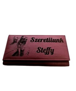 Portofel Personalizat 'Szeretiiunk', dama, piele naturala, rosu