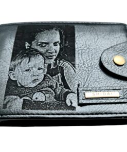 Portofel Personalizat cu poza e10, barbati, piele, cu capsa, negru