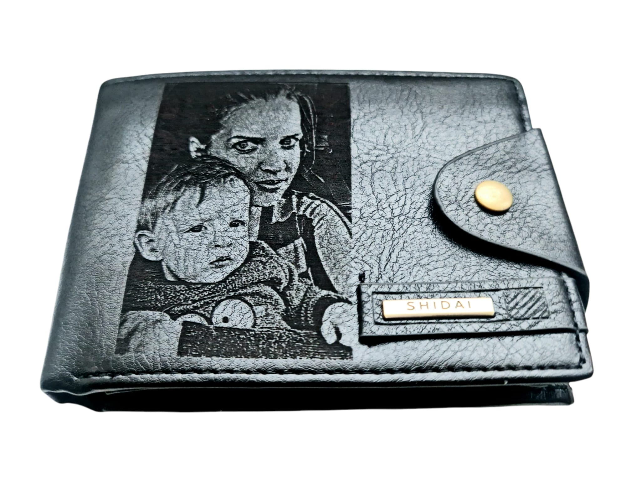 Portofel Personalizat cu poza e10, barbati, piele, cu capsa, negru