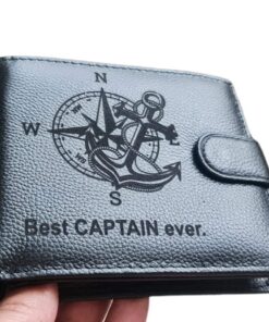 portofel negru cu capsa piele naturala capitan