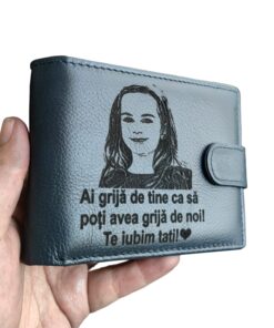 portofel negru cu capsa piele naturala Ai Grija De Tine