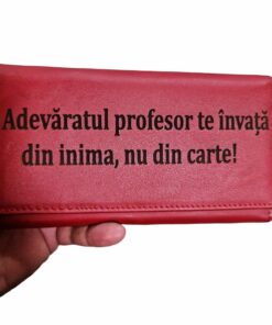 Portofel dama rosu personalizat Adevaratul profesor