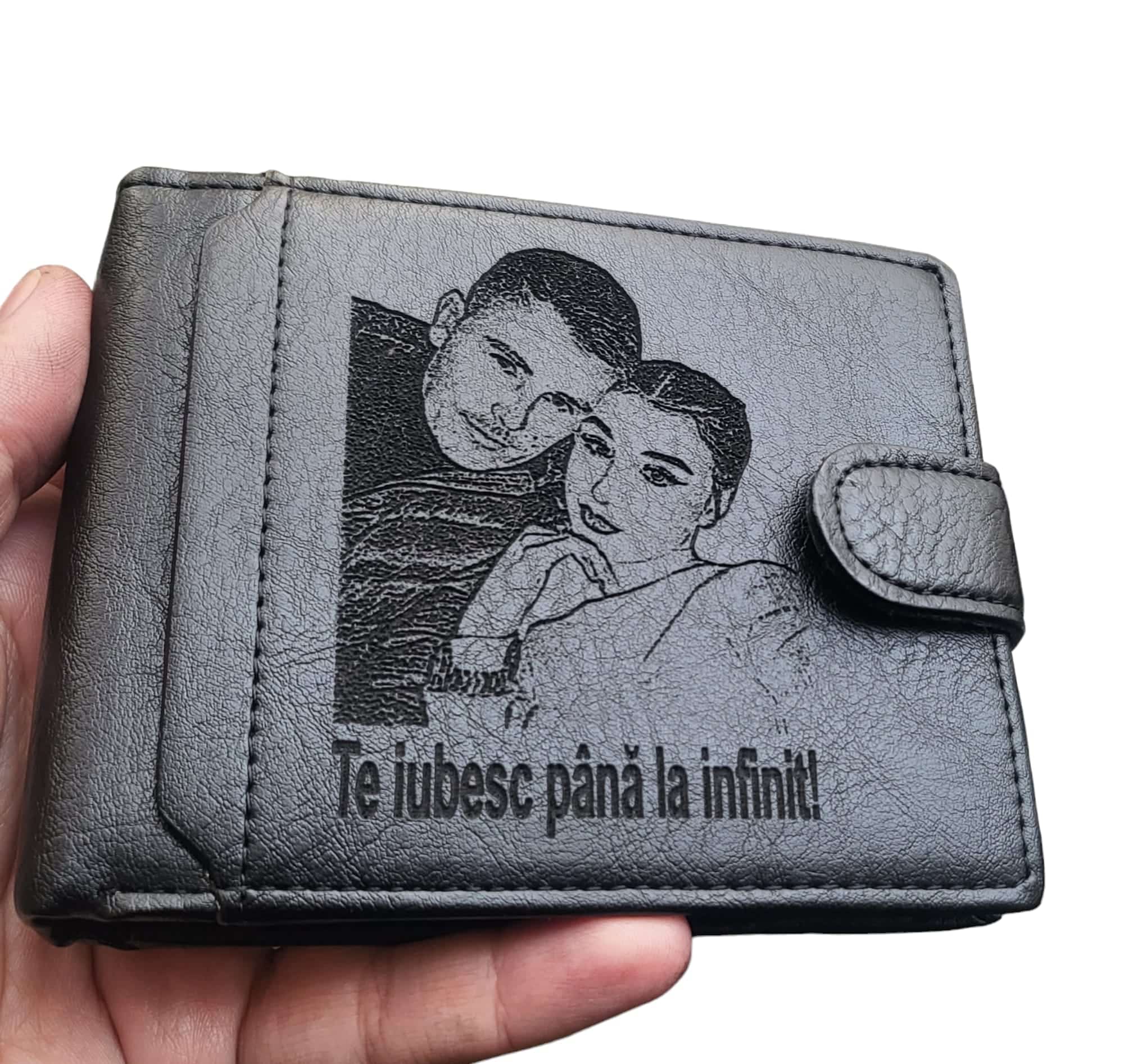 portofel negru cu capsa Te iubesc pana la infinit