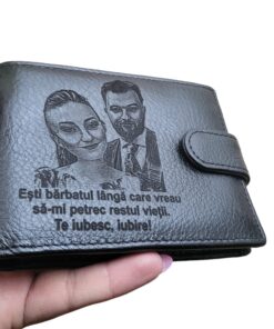 Portofel barbat Personalizat din Piele, Gravat Laser