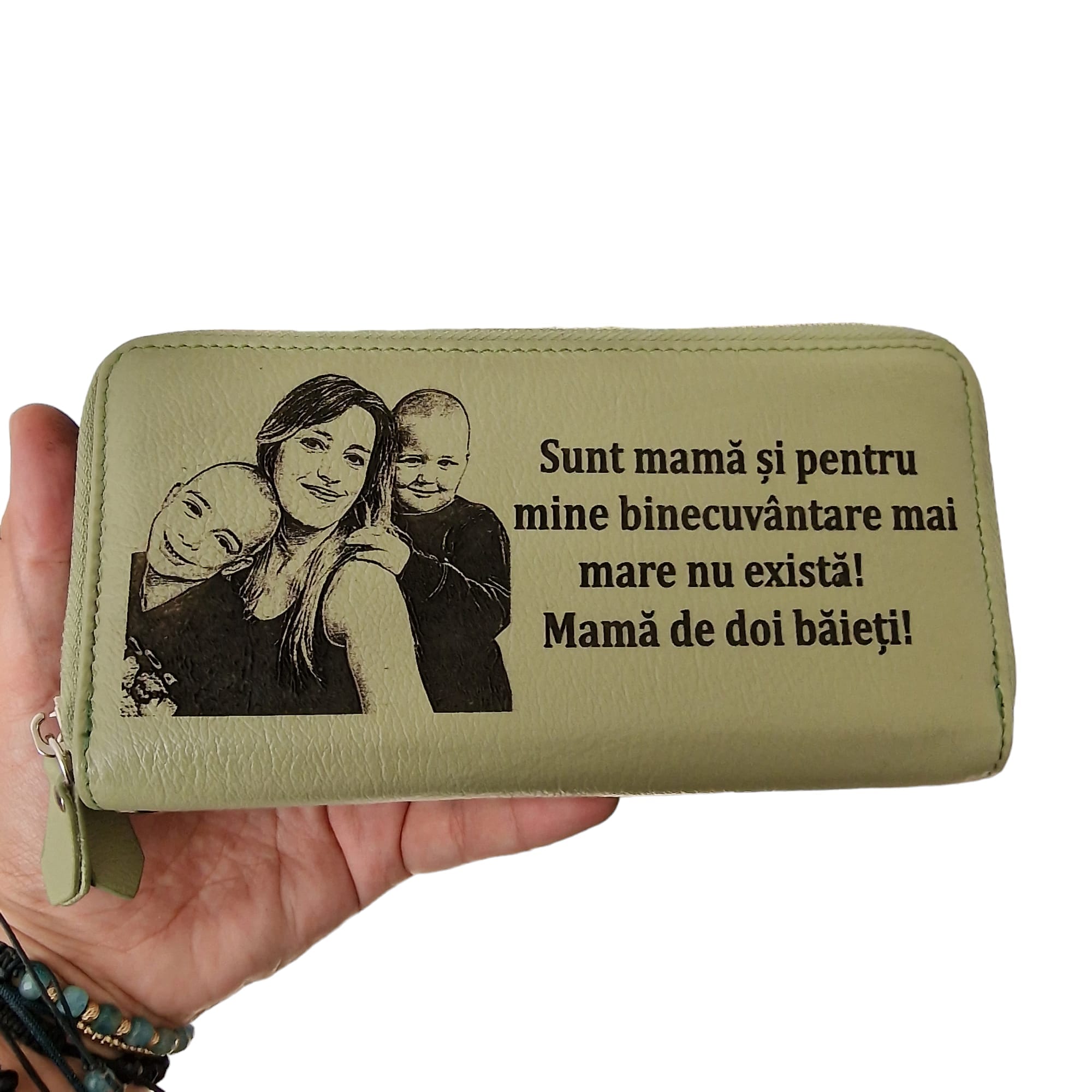 portofel dama verde cu fermoar Mama de baieti