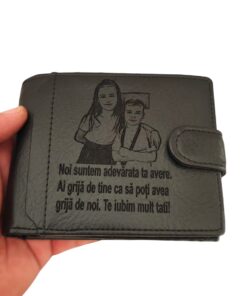 Pormoneu piele gravat cu poza si mesaj